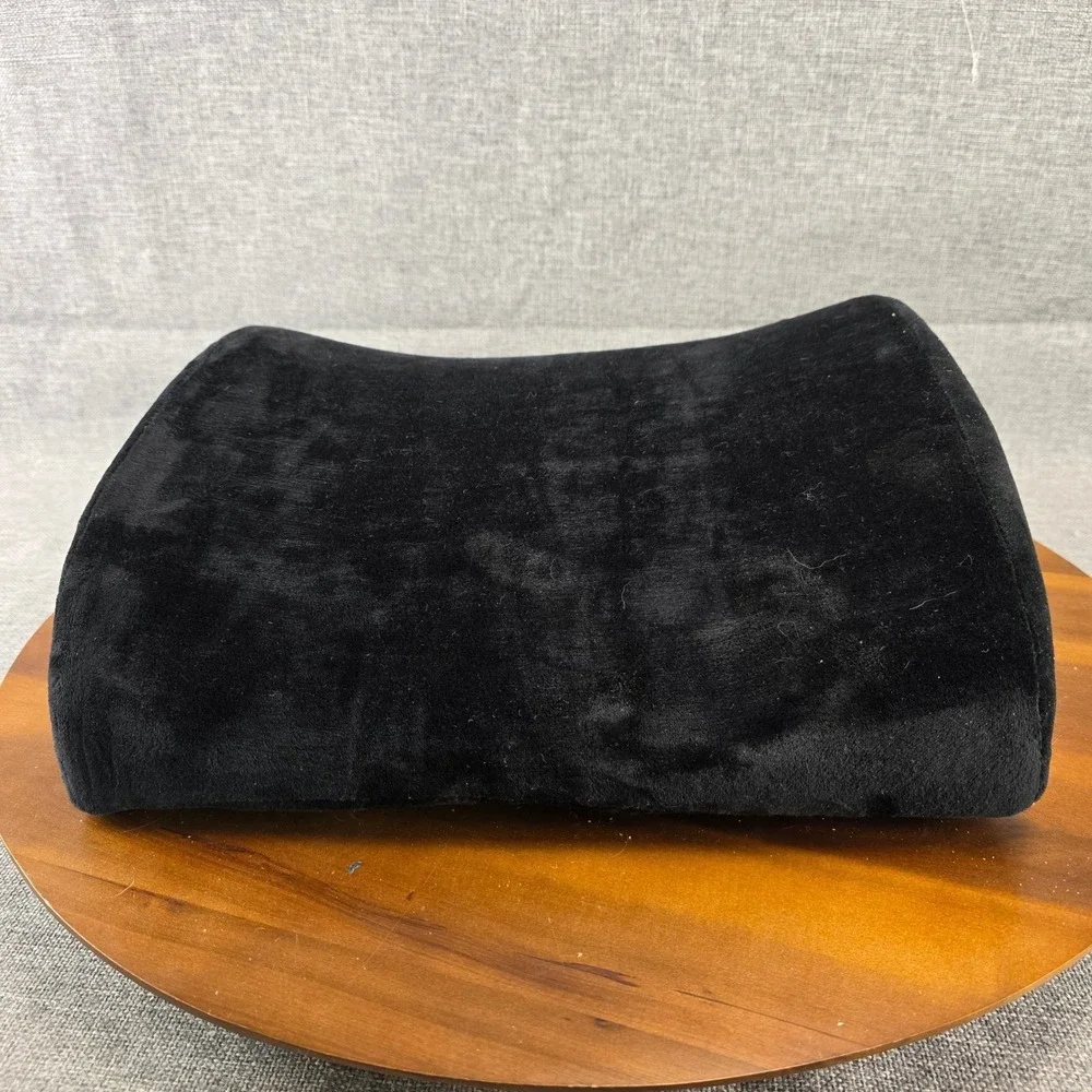 Qutool Black Velour Lumbar Support Pillow Cushion Ergonomic Back Support w/Strap